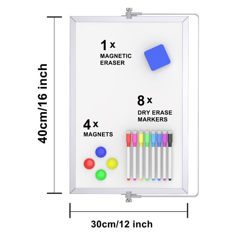 OWill Dry Erase White Board, 16inX12in Large Magnetic Desktop White Board with Stand,A3 Magnetic Whiteboard & Portable Double-Sided Whiteboard Easel for Drawing in School & Home - Image 2
