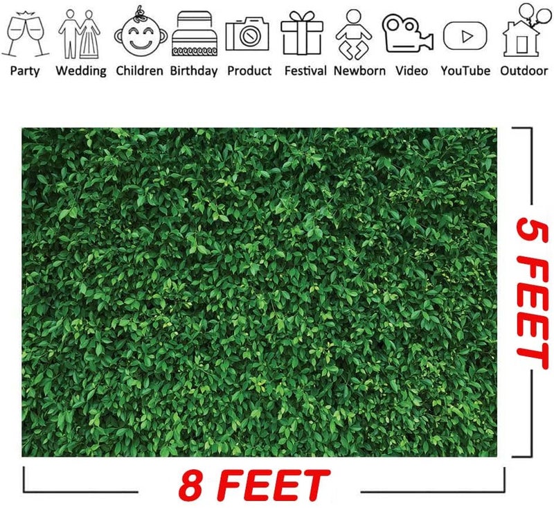 Backdropon Green Leave Photography Backdrops Nature Backdrop Curtain Cloth Birthday Background Seamless Photo Booth Prop Backdrop Size 5 Feet Height & 8 Feet Width(5 * 8) - Image 3