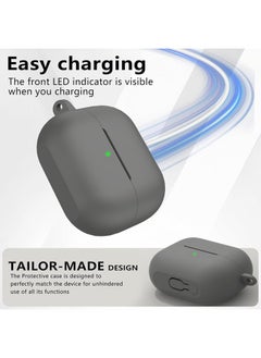 SJet Samsung Galaxy Buds 3 & Pro Case Cover with Cleaner Kit, Soft Silicone Case with Carabiner(Grey)  - Image 4