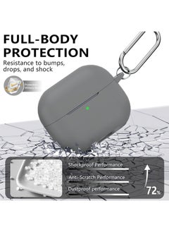 SJet Samsung Galaxy Buds 3 & Pro Case Cover with Cleaner Kit, Soft Silicone Case with Carabiner(Grey)  - Image 3