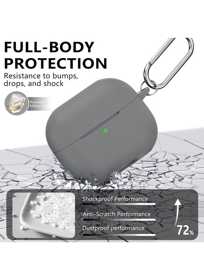 SJet - Samsung Galaxy Buds 3 & Pro Case Cover with Cleaner Kit, Soft Silicone Case with Carabiner(Grey) - Image 1