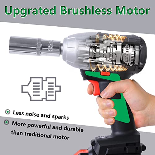 Dobetter 1/2 Inch 4000 mAh Electric Impact Wrench, 20V Max 400Nm Power Impact Driver with Fast Charger, Tool Bag, Universal Joints and Long Sockets - Image 2