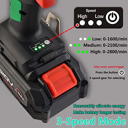 Dobetter 1/2 Inch 4000 mAh Electric Impact Wrench, 20V Max 400Nm Power Impact Driver with Fast Charger, Tool Bag, Universal Joints and Long Sockets - Image 3
