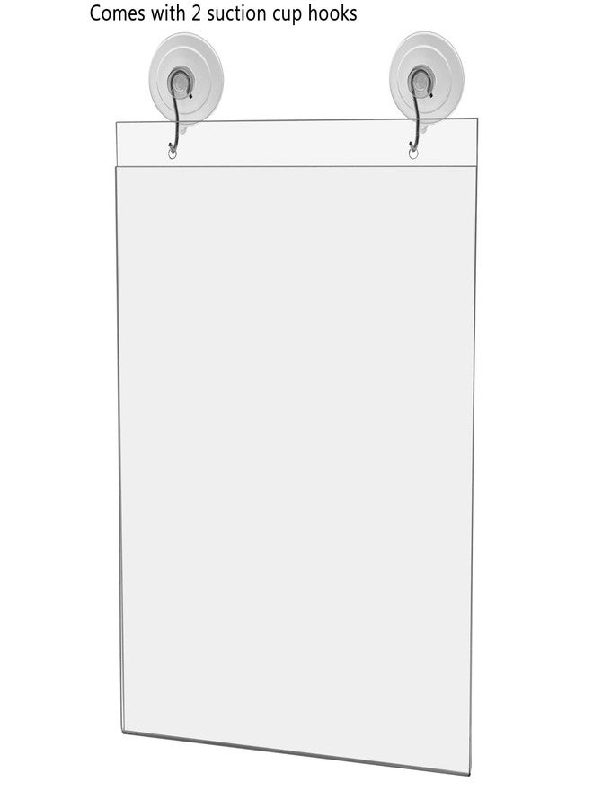 Marketing Holders Window Mount Sign Holder for 8.5" x 11" Advertisements and Hours of Operation in Retail Stores and Offices Double Sided View Clear Acrylic with Suction Cup Hooks - Image 2