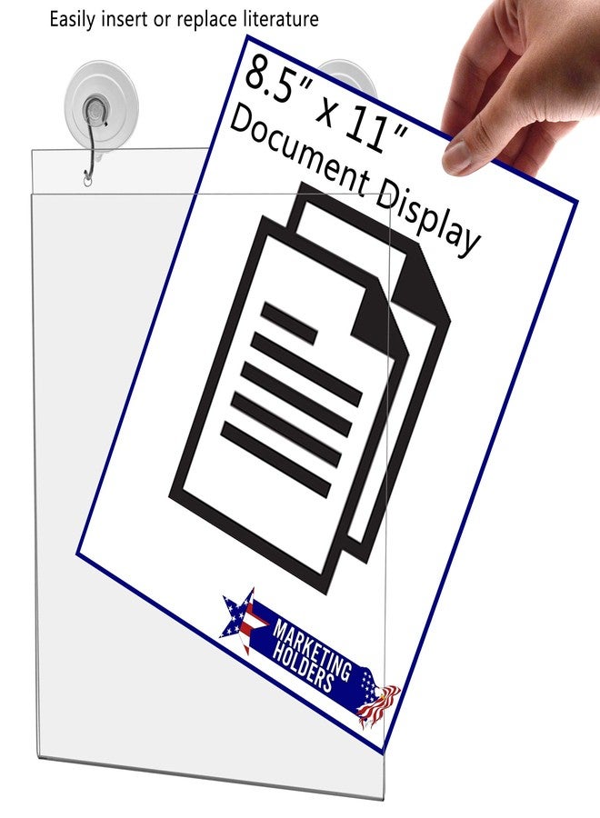 Marketing Holders Window Mount Sign Holder for 8.5" x 11" Advertisements and Hours of Operation in Retail Stores and Offices Double Sided View Clear Acrylic with Suction Cup Hooks - Image 5