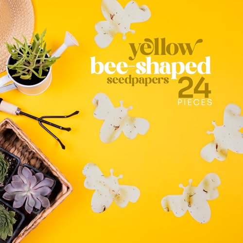 Seed Bloom Set of 24 Yellow Bee Seed Paper – Writable & Plantable Wildflower with Envelopes & Planting Guides, Mom's Gift for Mother’s Day, Use for Wedding, Baby Shower, Party Favors & Easter Decorations - Image 4