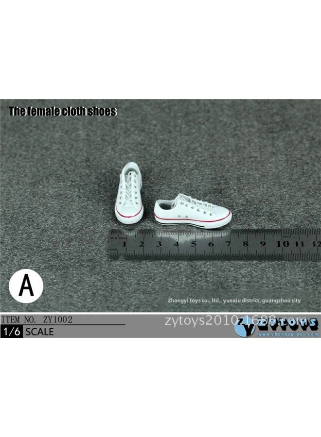 Women's Clothing Low-top Canvas Sports Shoes 6-inch Dolls Action Figures Handheld Shoes Zy1002-Color:White - Image 1
