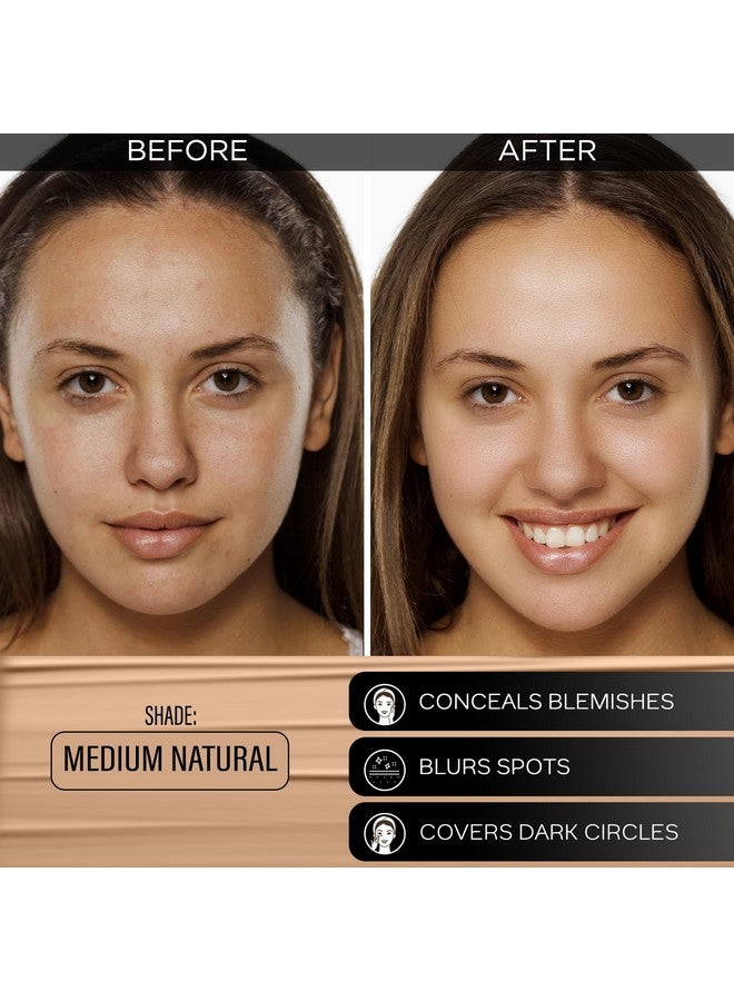 فاسيسكانادا FACESCANADA All Day Hydra Matte Foundation - Mini|كريم أساس 3 في 1 + مرطب + عامل حماية من الشمس 30|ترطيب الصبار لمدة 24 ساعة وفيتامين سي|كريم يدوم لمدة 10 ساعات|تغطية متوسطة إلى عالية قابلة للبناء|طبيعي متوسط، 15 مل - Image 2