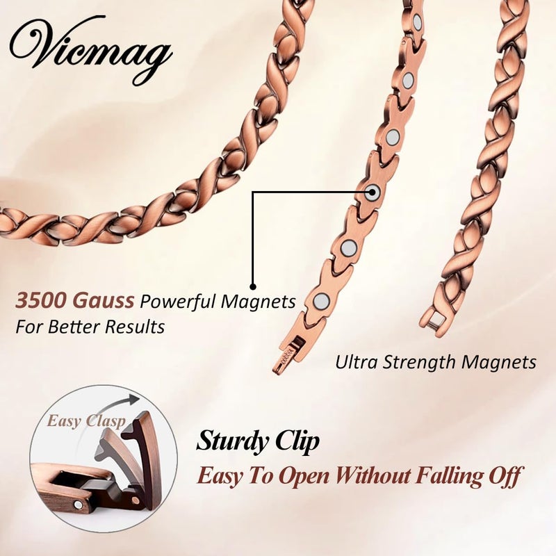 Vicmag Copper Magnetic Necklace for Women Men - Ultra Strength Magnets-99.9% Solid Pure Copper Ring Necklace for Neck Gift - Image 4
