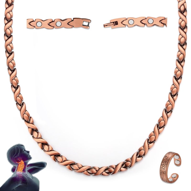 Vicmag Copper Magnetic Necklace for Women Men - Ultra Strength Magnets-99.9% Solid Pure Copper Ring Necklace for Neck Gift - Image 1