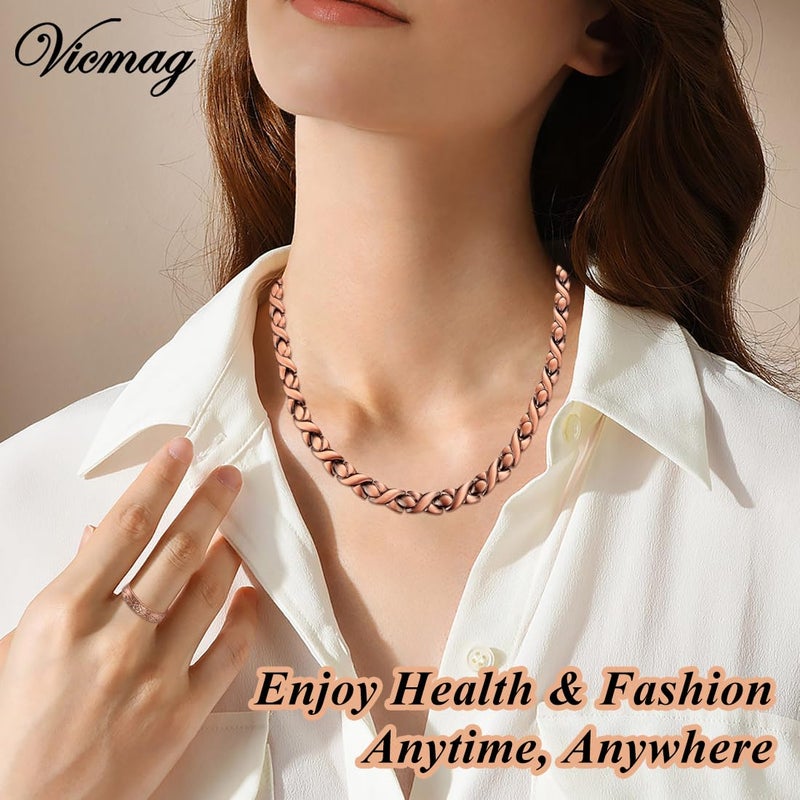 Vicmag Copper Magnetic Necklace for Women Men - Ultra Strength Magnets-99.9% Solid Pure Copper Ring Necklace for Neck Gift - Image 3