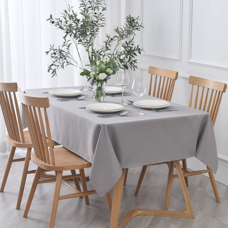 maxmill Rectangle Textured Tablecloth Waterproof Spillproof Wrinkle Free Table Cloth Kitchen Dining Tabletop Decoration Fabric Table Cover for Outdoor and Indoor Use 52 x 70 Inch Light Gray