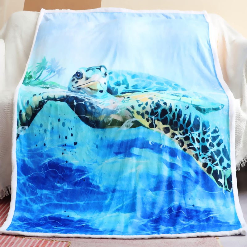 Sviuse Sea Turtle Blanket 3D Turtles Throw Blanket for Women Men and Kids Super Soft Blue Ocean Blankets Gifts for Turtle Lovers 50 x 60 Turtle 1