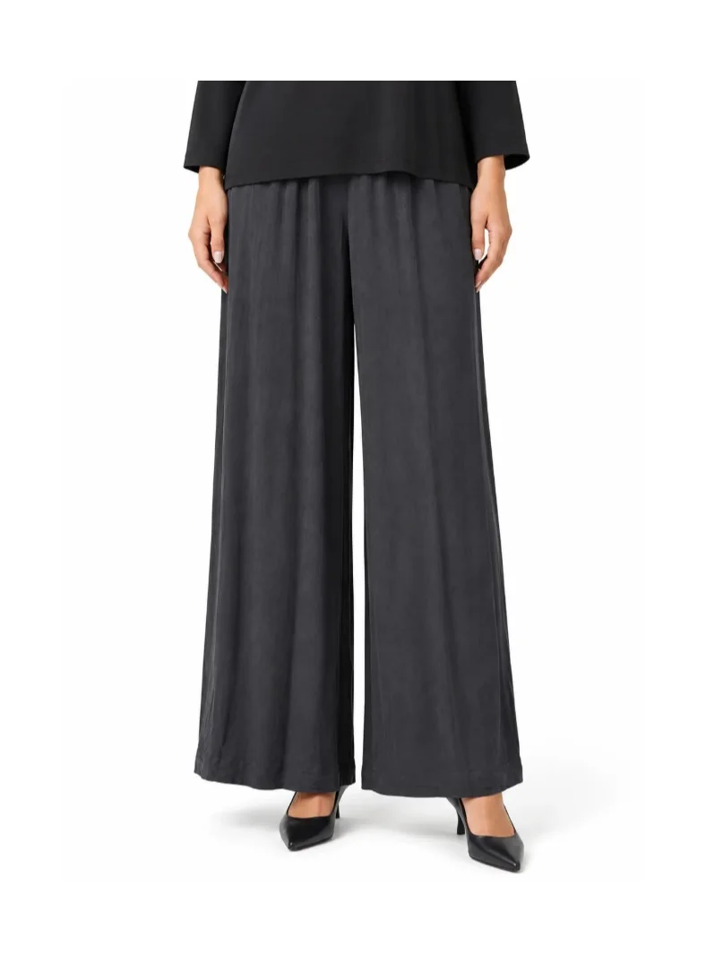 Flowy High Waist Palazzo Trousers - Black