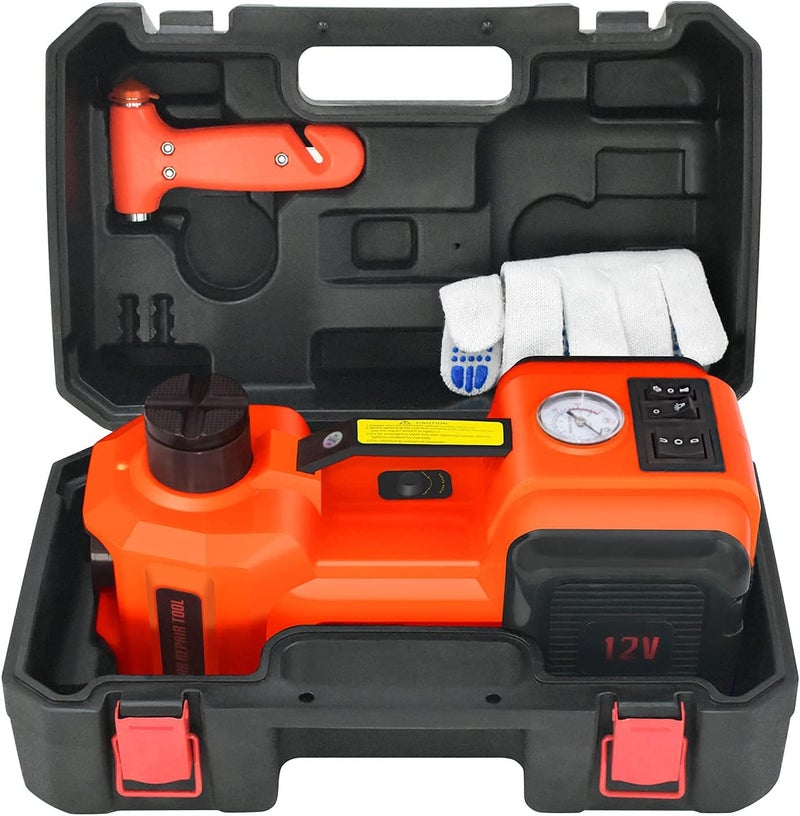 E-HEELP Electric Car Jack 5Ton 12V Kit Hydraulic (Lifting Range: 6.1~17.7 inch) with Inflator Electric Jack for Car SUV Sedan MPV Change Tires Garage Repair Emergency Kit - Image 1