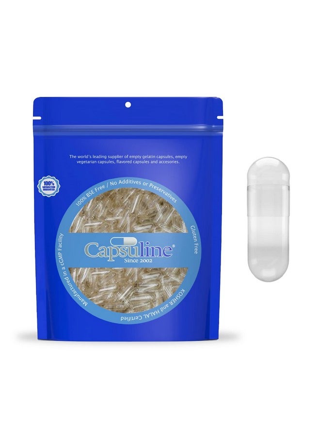 Capsuline - Size 0 Clear Empty Vegan Capsules 1000 Count Empty Veggie Pill Capsules Diy Vegetable Capsule Filling Empty Caps Kosher And Halal Certified Non Gmo Certified - Image 1