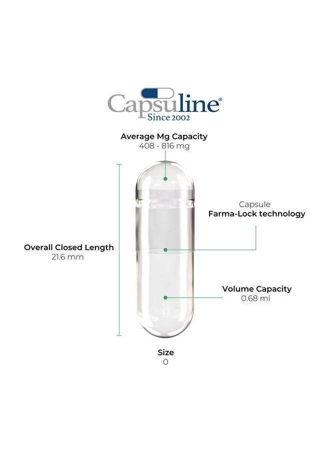 Capsuline - Size 0 Clear Empty Vegan Capsules 1000 Count Empty Veggie Pill Capsules Diy Vegetable Capsule Filling Empty Caps Kosher And Halal Certified Non Gmo Certified - Image 1