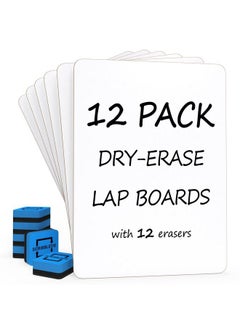 Set Of 12 Small White Board Dry Erase Boards Classroom Pack Mini White Boards 9"X12” Double Sided Personal Whiteboards For Students Teachers School Supplies Lapboards L 12 Mini Whiteboard Erasers Incl