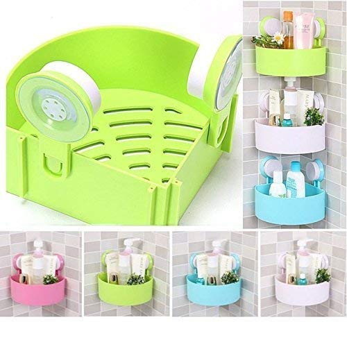 divinezon Bathroom Corner Shelf Shower Mounted Cosmetic Storage Plastic Holder (Multicolour, dvz_Matx-Triangle Shower Corner Caddy) - Image 3