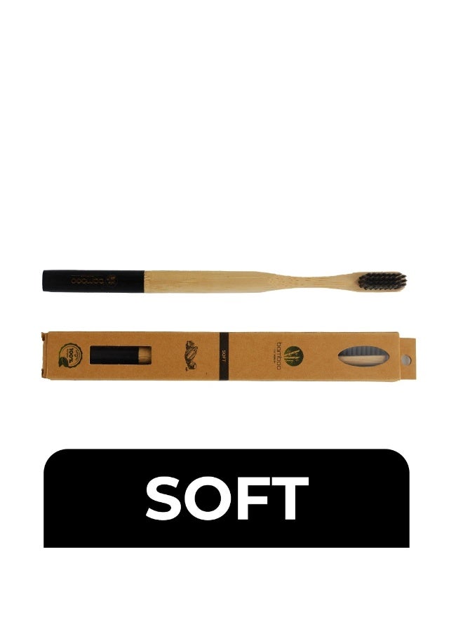 BAMBOO TOOTH BRUSH CHARCOAL BLACK SOFT - Image 2