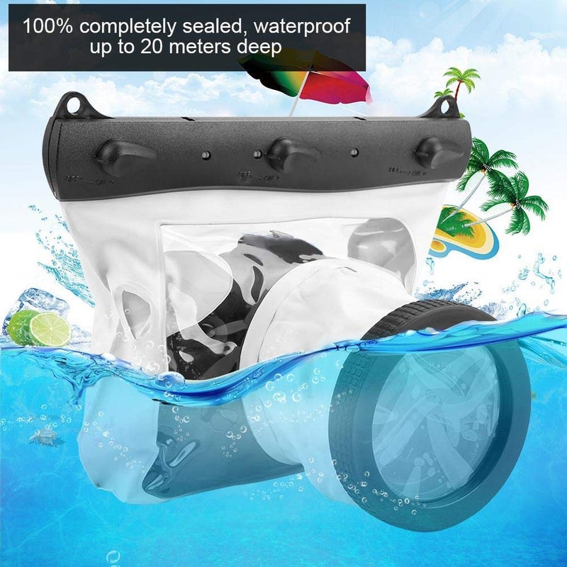 Pomya Waterproof Dving Case Bag Underwater Photograpy Housing Cage 20M for Canon Nikon DSLR Cameras(White) - Image 4