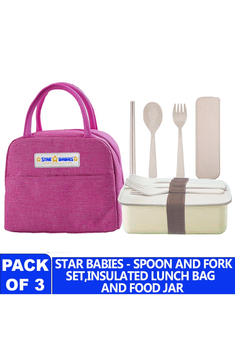 Star babies pack of 3 combo -  Insulated lunch bag with single compartment lunch box and organic cuttlery set. - Image 2