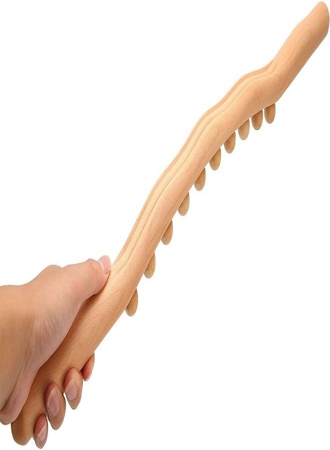 أسطوانة خشبية للتدليك، 10 خرزات عصا تدليك خشبية مع مقبض متموج، عصا تدليك غوا شا، جهاز تدليك مضاد للسيلوليت للظهر والكتف والرقبة - Image 4