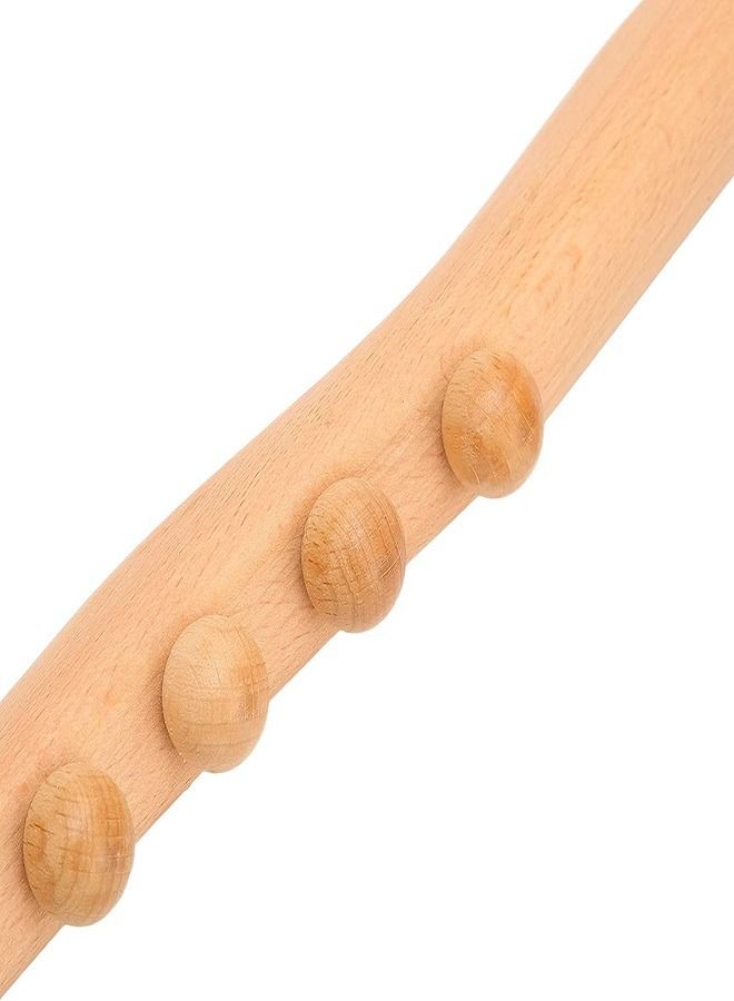 أسطوانة خشبية للتدليك، 10 خرزات عصا تدليك خشبية مع مقبض متموج، عصا تدليك غوا شا، جهاز تدليك مضاد للسيلوليت للظهر والكتف والرقبة - Image 2