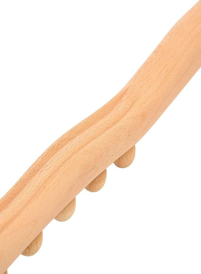 أسطوانة خشبية للتدليك، 10 خرزات عصا تدليك خشبية مع مقبض متموج، عصا تدليك غوا شا، جهاز تدليك مضاد للسيلوليت للظهر والكتف والرقبة - Image 3