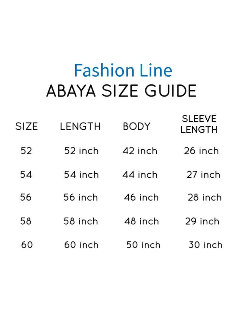 FASHION LINE Arabian Design Abaya V-Open Neck, Bottom Work Full Embroidered with Black
