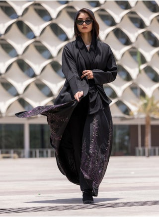 Arabian Design Abaya V-Open Neck, Bottom Work Full Embroidered with Black - pzsku/Z3301A979CB22A45551B5Z/45/_/1731266668/6b8bc84f-eba3-408c-9e6f-bf68c1edca82