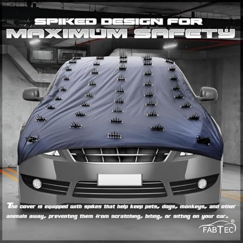 Spaiko 13 Feet Spikes Car Body Cover Complete Protection from Dogs & Monkeys for Medium Sized Cars (13FT x 55 INCH | Grey) - Image 2