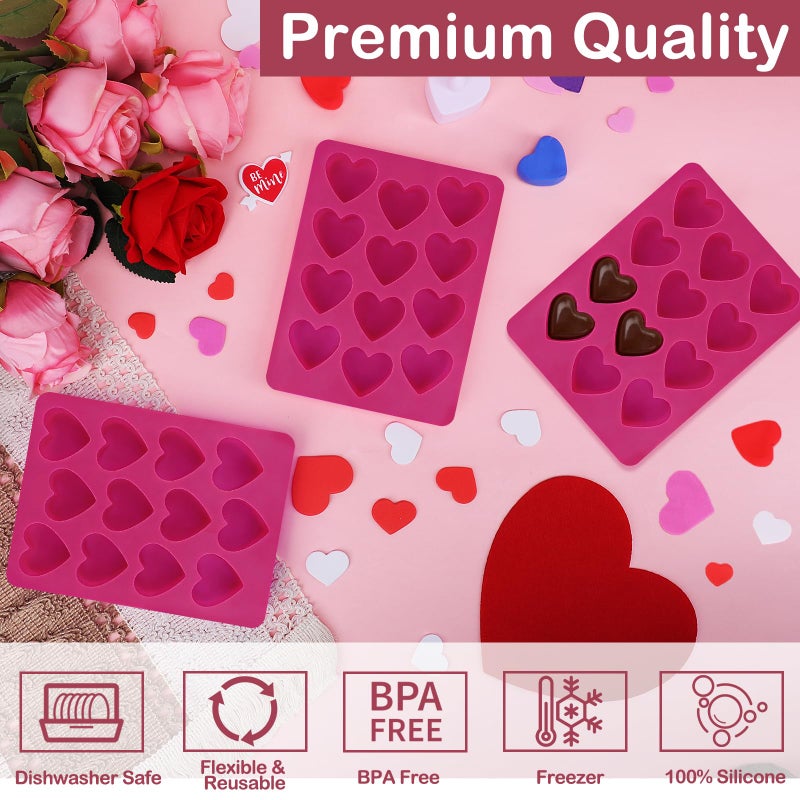 Mototo 3PCS Mini Heart Silicone Mold 12-Cavity Small Ice Tray Rose Pink Heart Chocolate Mold for Making Sugar Cubes Yogurt Training Dog Treats Candle Wax Melts Gummies Candy Tart Tea Party Valentine - Image 3
