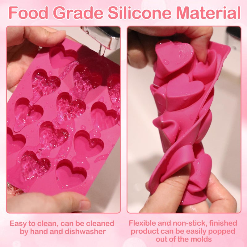Mototo 3PCS Mini Heart Silicone Mold 12-Cavity Small Ice Tray Rose Pink Heart Chocolate Mold for Making Sugar Cubes Yogurt Training Dog Treats Candle Wax Melts Gummies Candy Tart Tea Party Valentine - Image 5