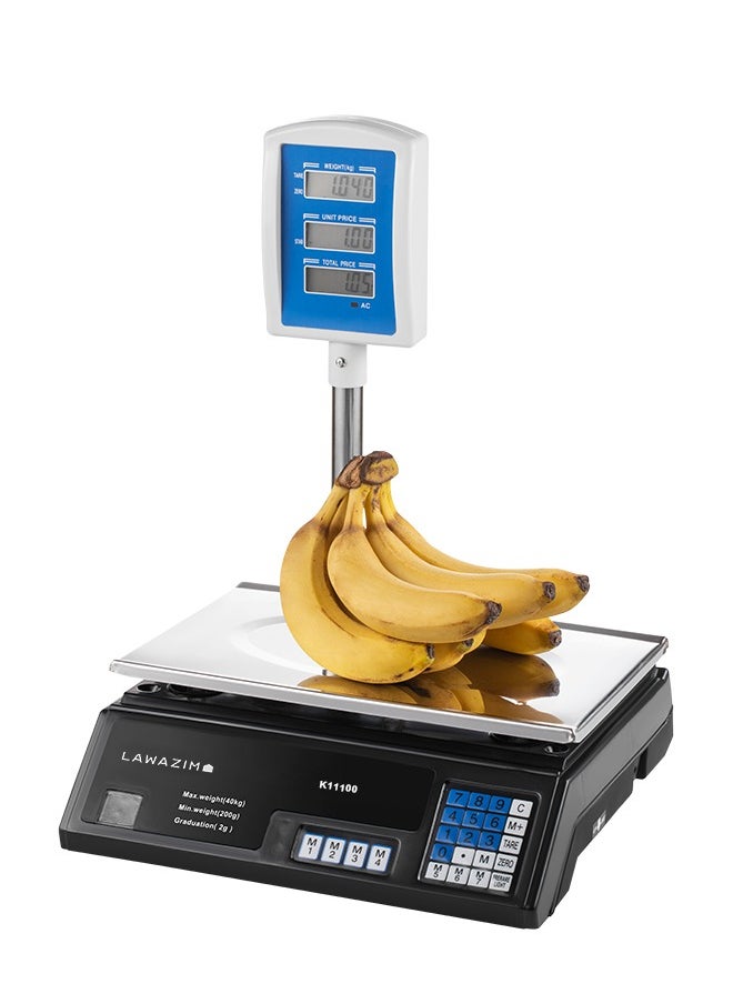 LAWAZIM - Digital Electronic Weighing T-Scale - 40kg/10g - Digital Price Computing Scale with Dual-Sided Display, Tare Function, Adjustable Feet, and Stainless Steel Platform - Ideal for Retail, Butcher Shops, Bakeries, and Kitchens - Image 1