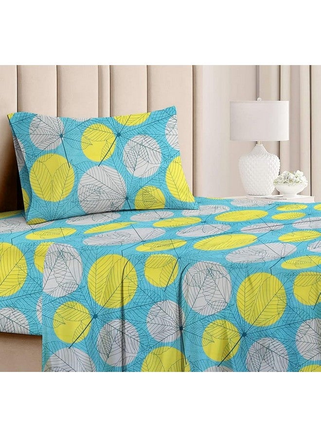 BSB HOME BSB HOME Premium Forever Modern Style Glace Cotton Floral Luxurious Beautiful Soft Comfort Designer Floral Pattern 1 Single Size Bed bedsheet and 1 Pillow Cover- Green & White  - Image 1