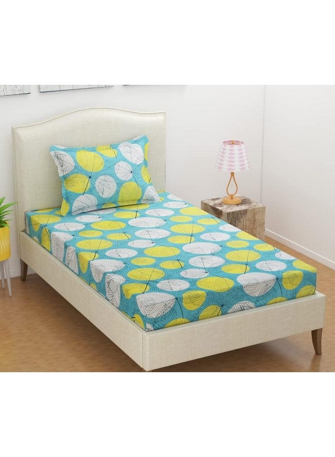 BSB HOME BSB HOME Premium Forever Modern Style Glace Cotton Floral Luxurious Beautiful Soft Comfort Designer Floral Pattern 1 Single Size Bed bedsheet and 1 Pillow Cover- Green & White  - Image 4