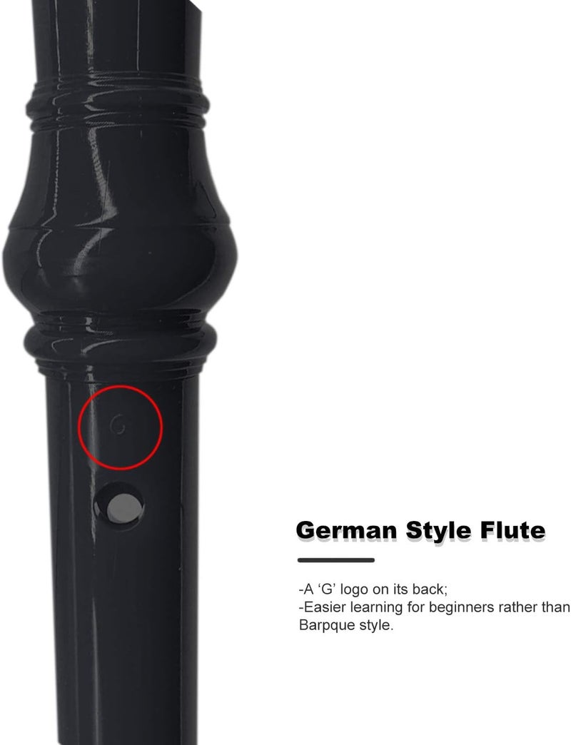 ENGIEGEE SJOYS 8-Hole Soprano Descant Recorder Kids Music Flute with Cleaning Rod & Case Bag For School Student Home Entertainment Black - Image 4