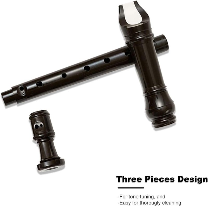 ENGIEGEE SJOYS 8-Hole Soprano Descant Recorder Kids Music Flute with Cleaning Rod & Case Bag For School Student Home Entertainment Black - Image 2