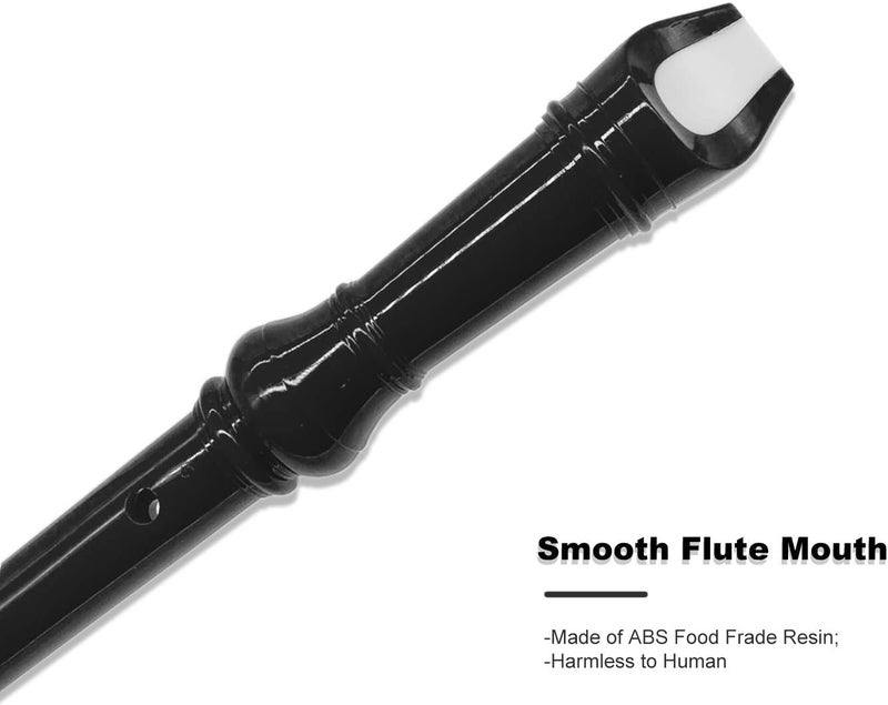 ENGIEGEE SJOYS 8-Hole Soprano Descant Recorder Kids Music Flute with Cleaning Rod & Case Bag For School Student Home Entertainment Black - Image 3