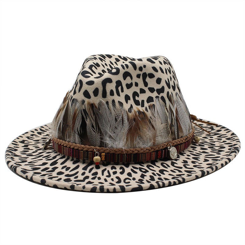 Fedora Crossborder Autumn Winter British Ethnic  Women Wide Brim Flat Hat - Image 1