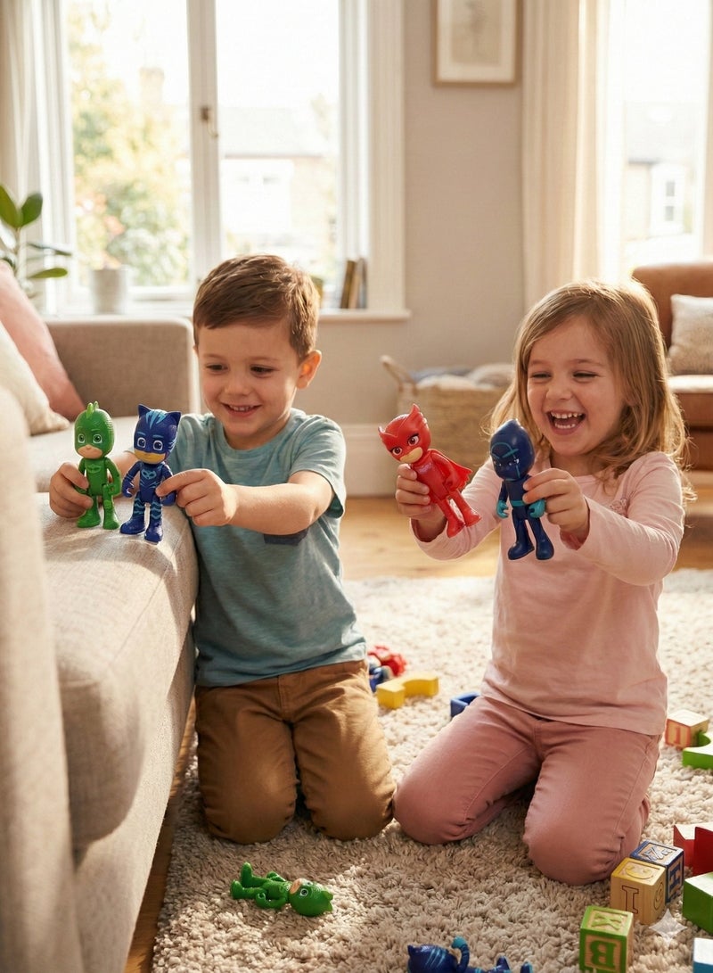 PJ Masks Action Figures Play Set – 4 Pcs Catboy, Owlette, Gekko & Night Ninja Toy Characters with Weapons | Superhero Cake Toppers & Party Decorations | Articulated Role Play Dolls for Kids 3+ | Birthday Gift Box - Image 4