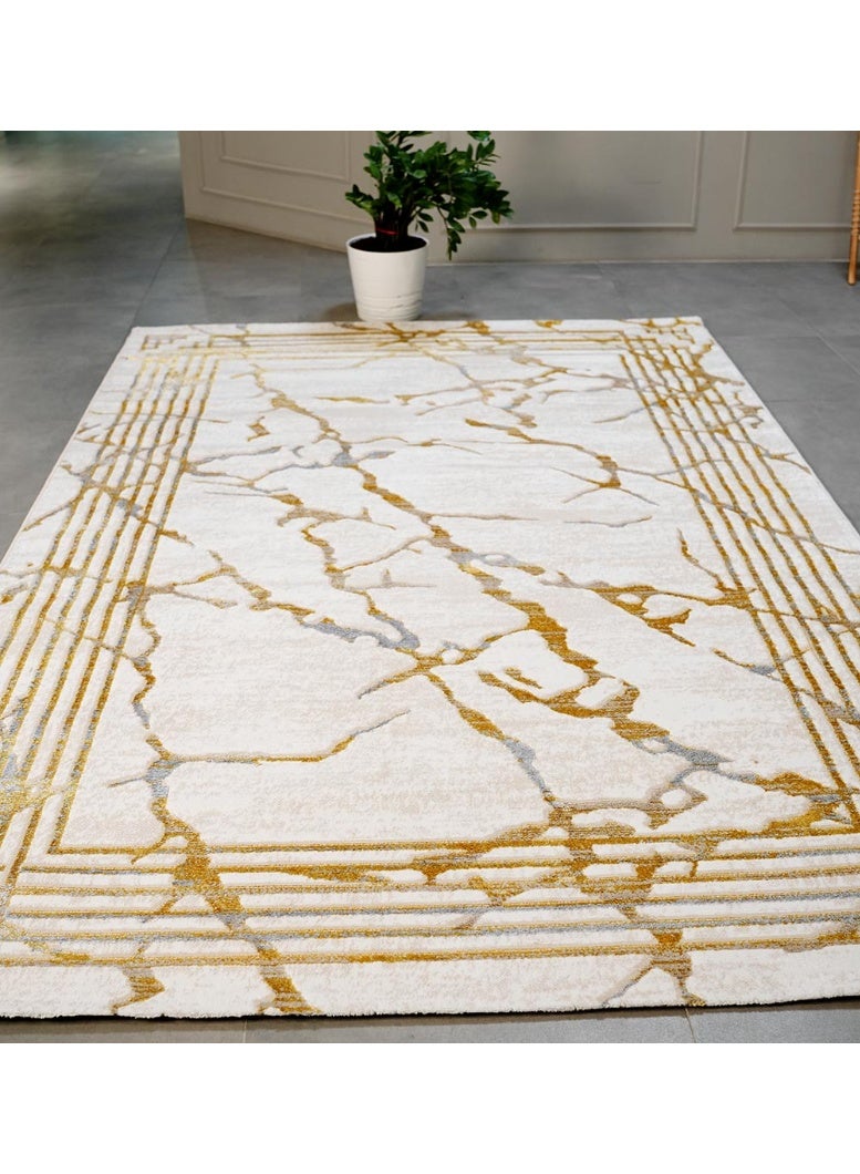 Ramsha Washable Area Rug Large Carpet For Bedroom Rug For Living Room N405A Polyester Blue And Cream Abstract Pattern Carpet  - Image 3