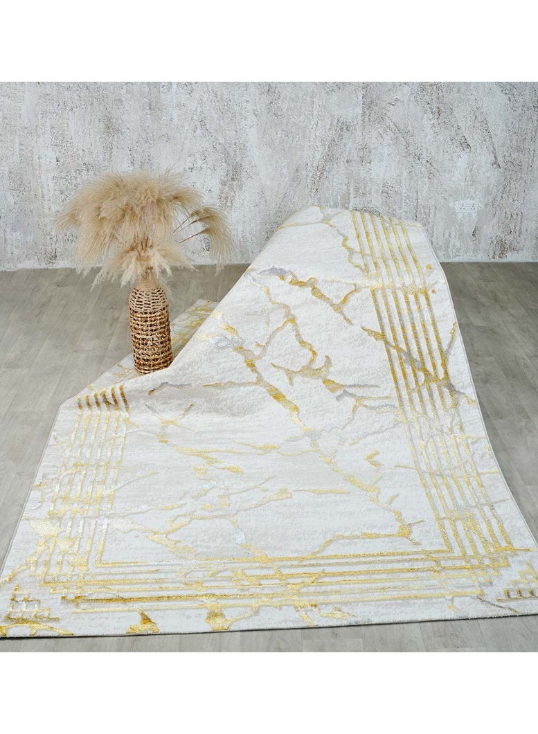 Ramsha Washable Area Rug Large Carpet For Bedroom Rug For Living Room N405A Polyester Blue And Cream Abstract Pattern Carpet  - Image 4