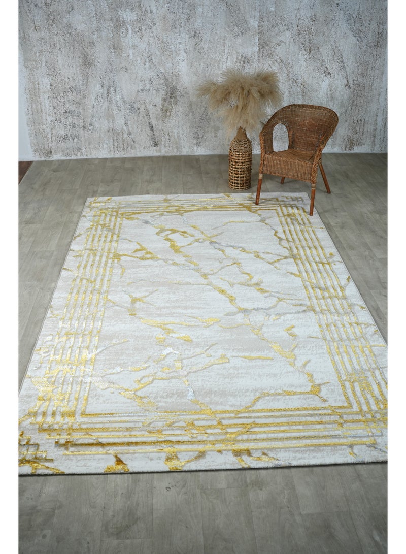 Ramsha Washable Area Rug Large Carpet For Bedroom Rug For Living Room N405A Polyester Blue And Cream Abstract Pattern Carpet  - Image 2