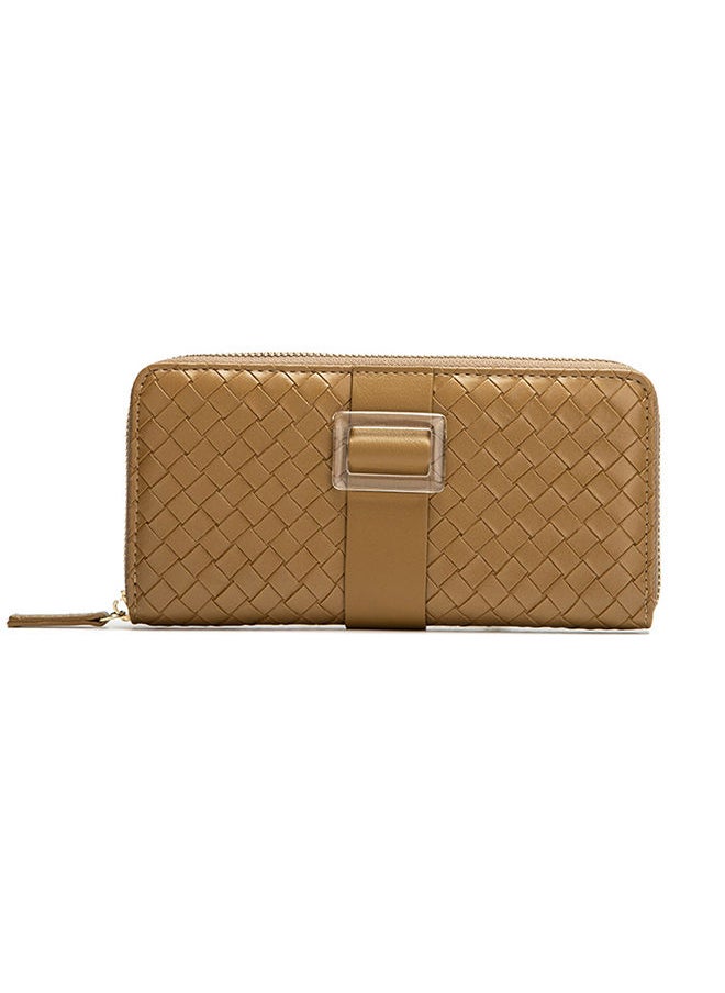 Generic - Elegant Woven Leather Long Wallet Stylish Card Holder & Money Bag for Daily Use 19.5*10*2.5cm - Image 1