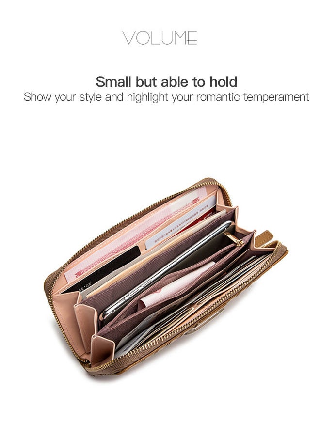 Generic - Elegant Woven Leather Long Wallet Stylish Card Holder & Money Bag for Daily Use 19.5*10*2.5cm - Image 1