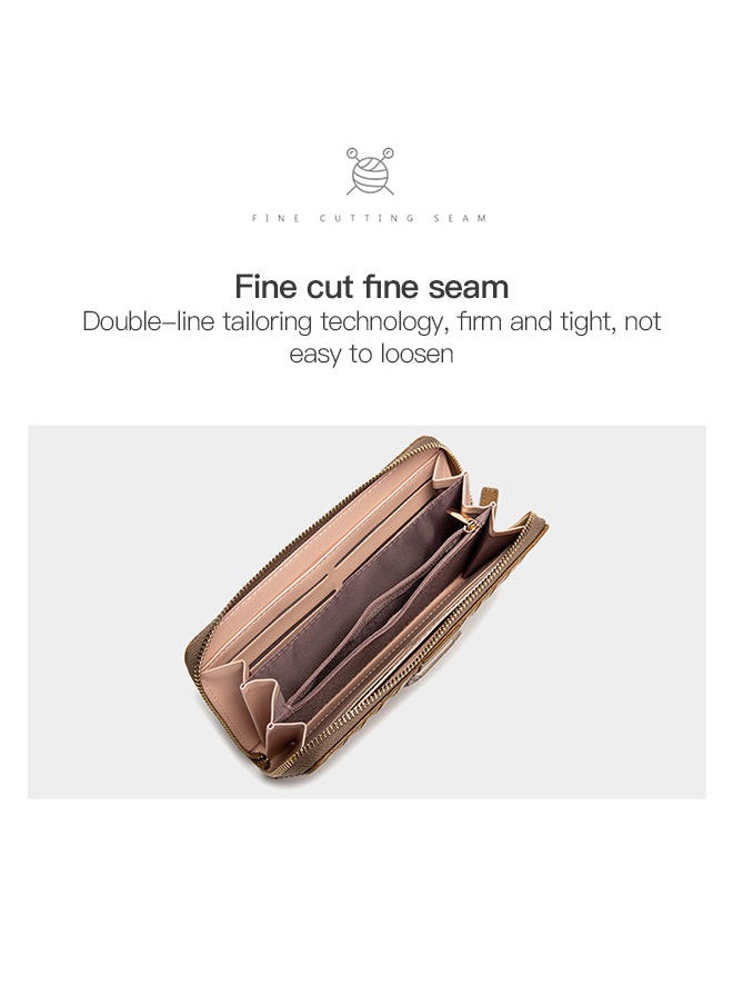 Generic - Elegant Woven Leather Long Wallet Stylish Card Holder & Money Bag for Daily Use 19.5*10*2.5cm - Image 1