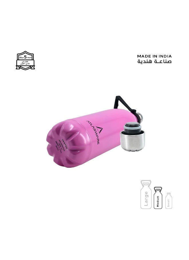 Atlasware Water Bottle with a Capacity of 1000 ml, Stainless Steel Water Bottle that keeps Cold for 82 Hours and Keeps Heat for 34 Hours, Fuchsia  - Image 4