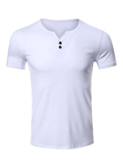 Solid Henley Neck T-Shirt White
